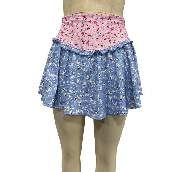 Loveshackfancy 'Vanina' Pink Nylon Floral Active Skort Size M - Picture 2 of 5